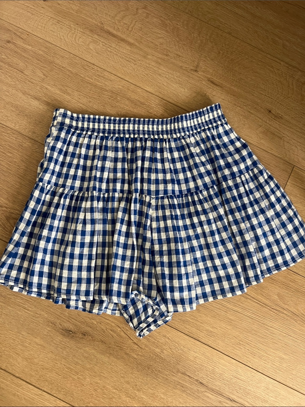 Sneak Peek Blue and White Gingham Tiered Skort